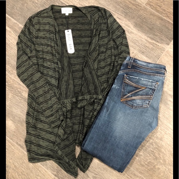 Olive & Oak Sweaters - Olive and Black Cardigan